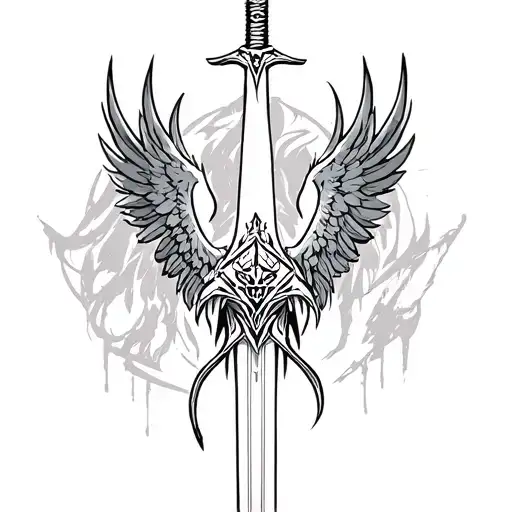 Tyrael Angel Sword tattoo design idea