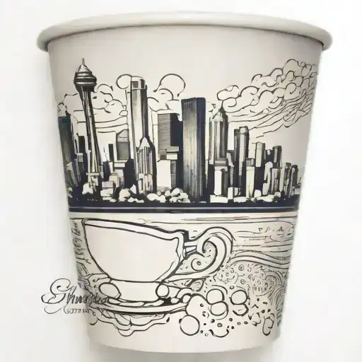 dallas skyline on coffee cup with steam rising tattoo design idea