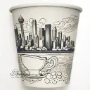 dallas skyline on coffee cup with steam rising tattoo design idea