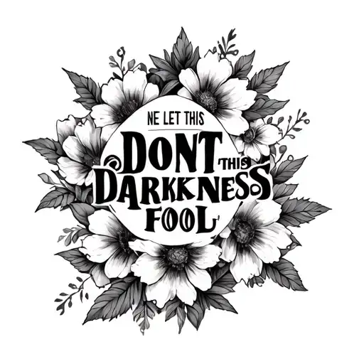 "Don’t let this darkness fool " neda symbol with flowers tattoo design idea
