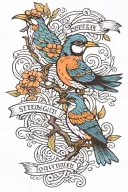birds and this written quotes written Rooted in strength, driven by love, Wealth in wisdom, success from above. tattoo design idea