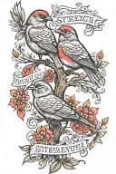 birds and this written quotes written Rooted in strength, driven by love, Wealth in wisdom, success from above. tattoo design idea