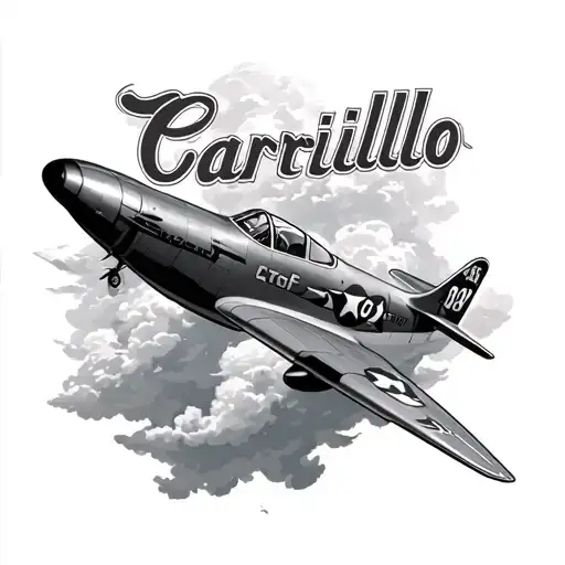 cesna 210 plane in clouds with Carrillo name incorporated tattoo design idea