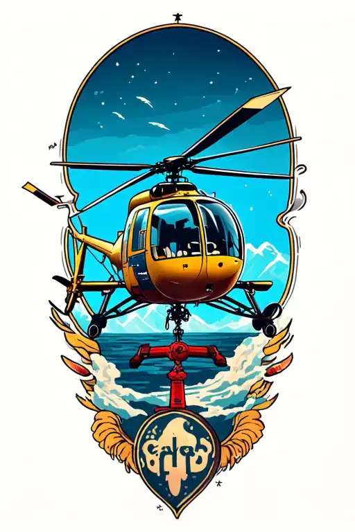 helicopter tattoo design idea