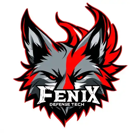 "Fenix Defense Tech" War Style Fox Head with Phoenix Body with strength logo tattoo design idea