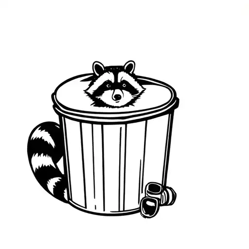 bandit raccoon trashcan tattoo design idea