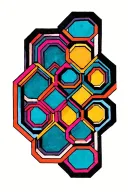 elongated hexagon pattern; thick border colored by the spectrum tattoo design idea