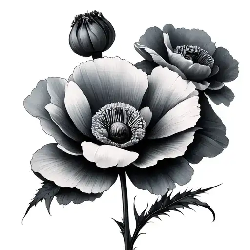 three Opium poppies tattoo design idea