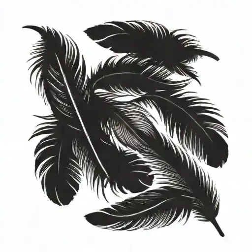 black feathers falling from the sky tattoo design idea