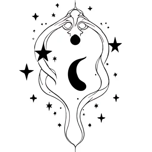 Medusa semi colon and stars  tattoo design idea