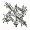 cross and crown of thorns tattoo design idea
