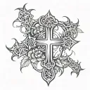 cross and crown of thorns tattoo design idea