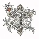cross and crown of thorns tattoo design idea