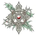 cross and crown of thorns tattoo design idea