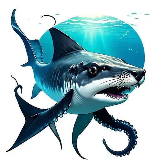 manta Ray otter whale shark octopus tattoo design idea