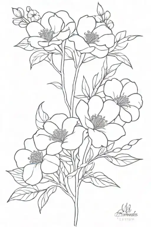 thin line flower bouquet with april and december and september and november birth flower  tattoo design idea