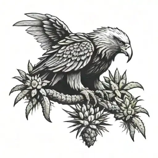 Mexican eagle eating a snake on top of a cactus tattoo design idea