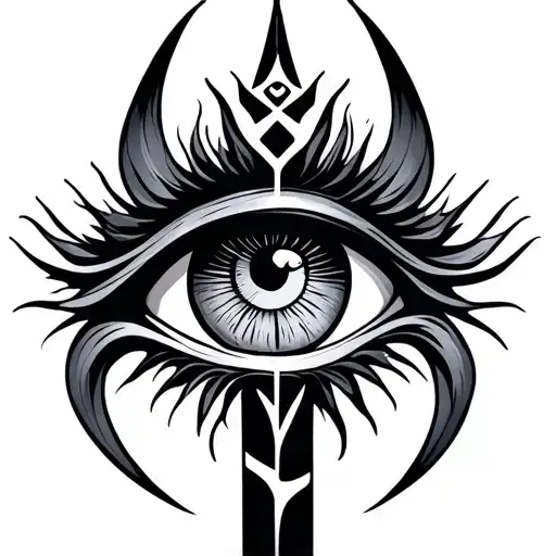 trident Eye of horus Om tattoo design idea