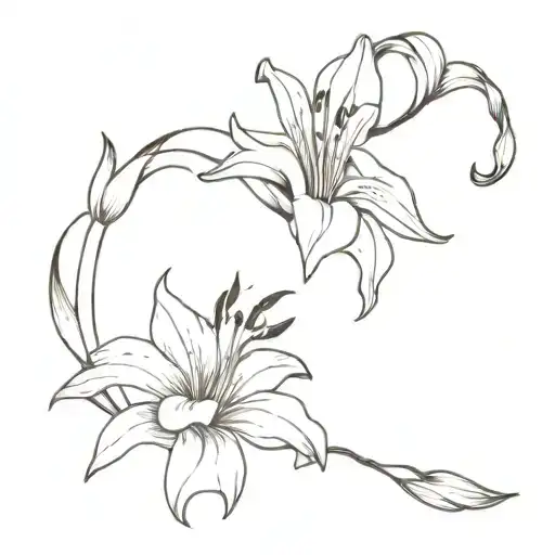 scorpion and tiger lily flowers  tattoo design idea