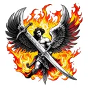 St Michael sword fire tattoo design idea