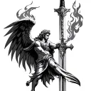 St Michael sword fire tattoo design idea