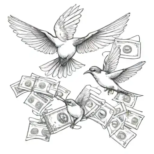 swallow flying money by tattoo design idea