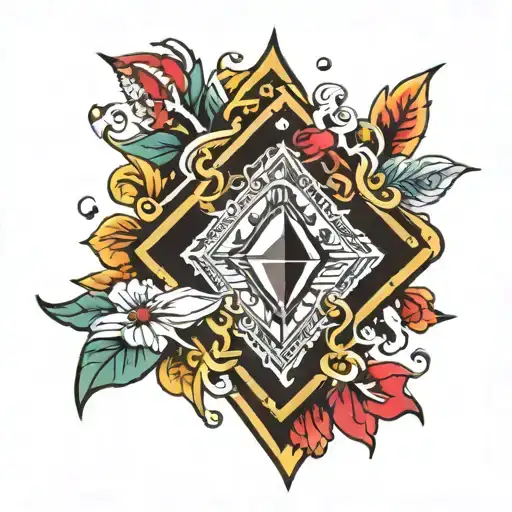 lucky diamond surrounded tattoo design idea
