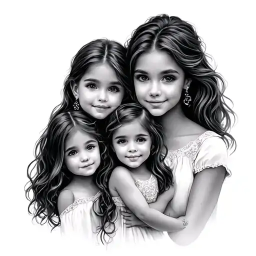 Mother And 2 Daughters tattoo design idea