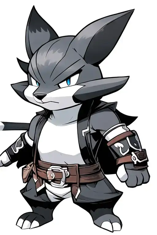 Lucario wearing a Liu Kang–inspired outfit inspired tattoo design idea
