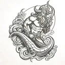 king triton poseidon son tattoo design idea