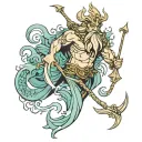 king triton poseidon son tattoo design idea