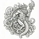 king triton poseidon son tattoo design idea
