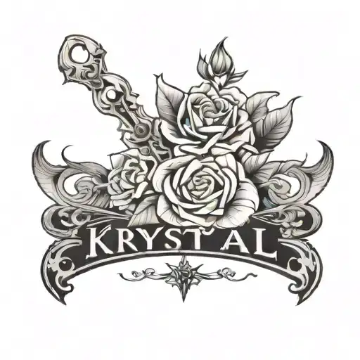 name Krystal in cersive tattoo design featuring tattoo design idea