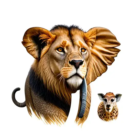 african animall on all leag lion,meerkat,hyena,elephant,giraffe tattoo design idea