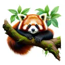red panda laying on a branch tattoo design idea
