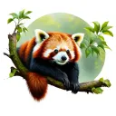 red panda laying on a branch tattoo design idea