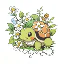 Turtwig resting on flowers tattoo design idea
