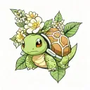 Turtwig resting on flowers tattoo design idea