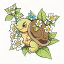 Turtwig resting on flowers tattoo design idea