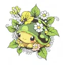 Turtwig resting on flowers tattoo design idea