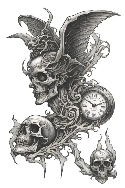 time running out death waits tattoo design idea
