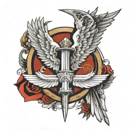 atlas angel wings and broken sword tattoo design idea