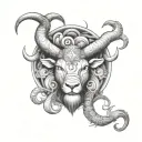 Leo,cancer,Aries,Pisces,Aries,Sagittarius sign mixed together into one animal tattoo design idea