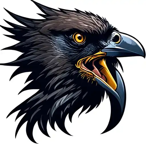 profile of a crow head tattoo design idea