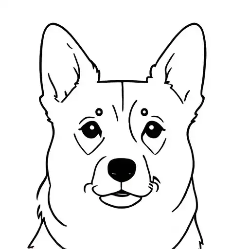 corgi face outline with dotted eyebrows tattoo design idea