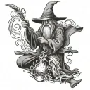 wizard casting a spell tattoo design idea