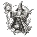 wizard casting a spell tattoo design idea