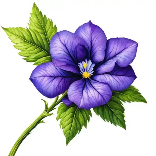 one violet with stem growing tattoo design idea