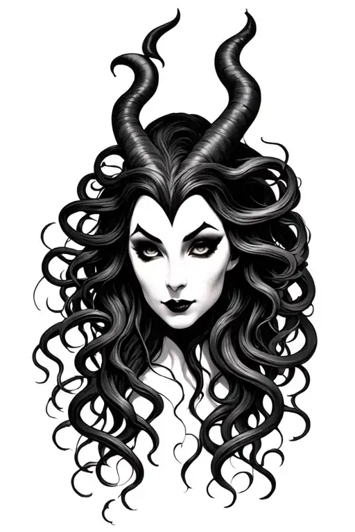 maleficent and Medusa combined together tattoo design idea