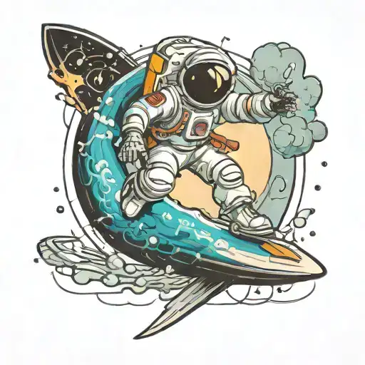 astronaut surfing up dna strand toward space  tattoo design idea